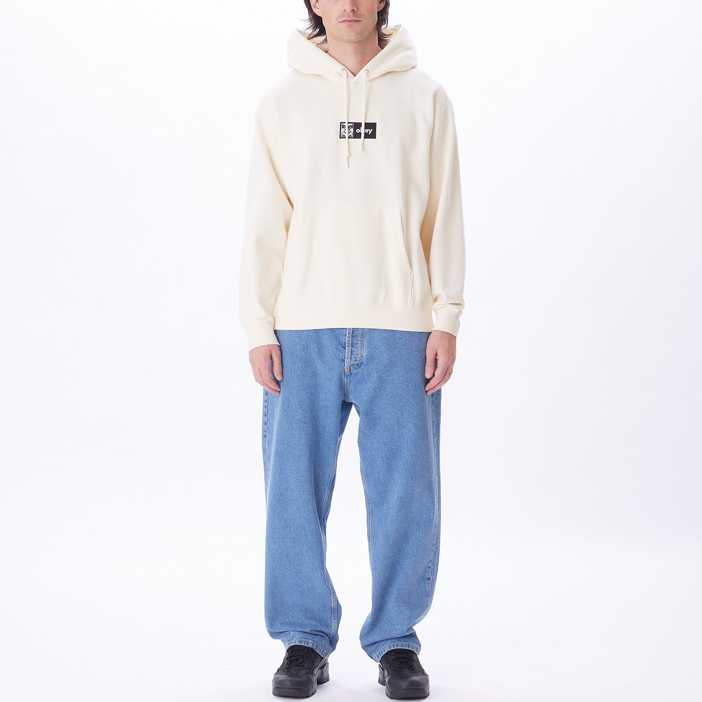 Obey Icon Embroidred Hooded Sweater Unbleached