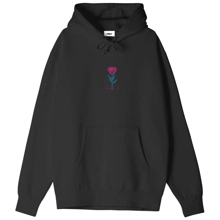 Obey Barbwire Flower Hooded Sweater Black