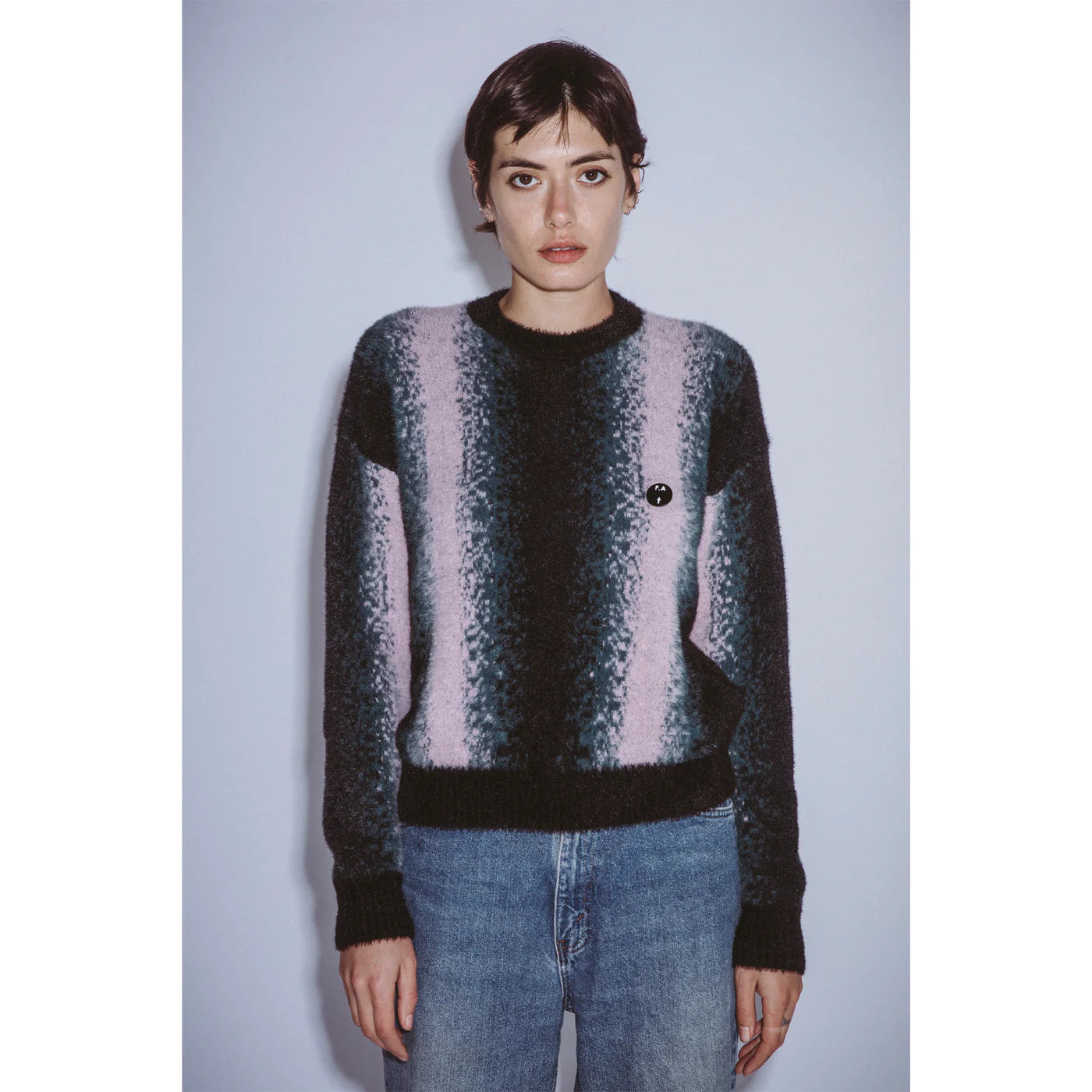 Fucking Awesome Faux Hairy Crewneck Sweater Black/Teal/Pink