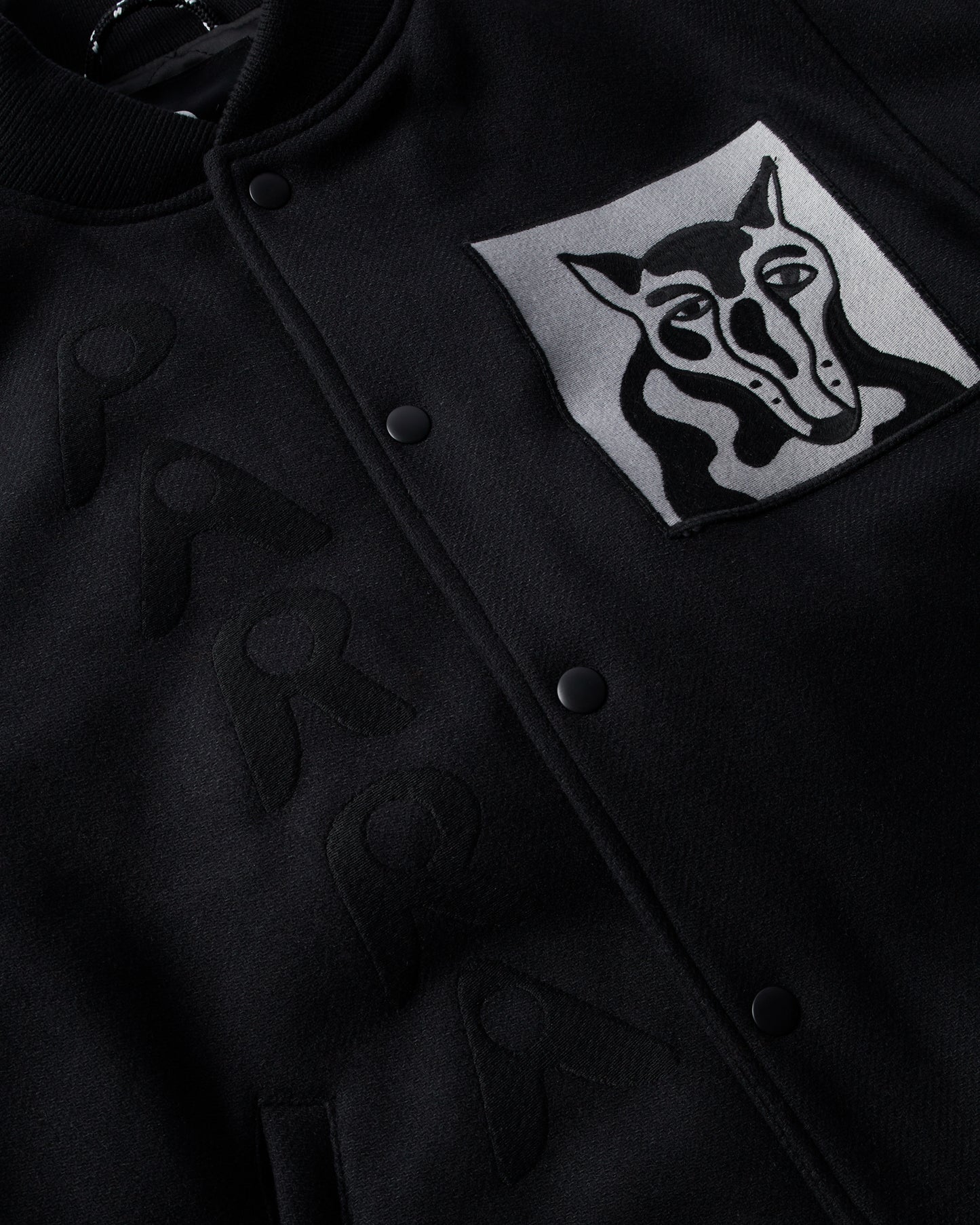 By Parra Dog Faced Varsity Jacket Black