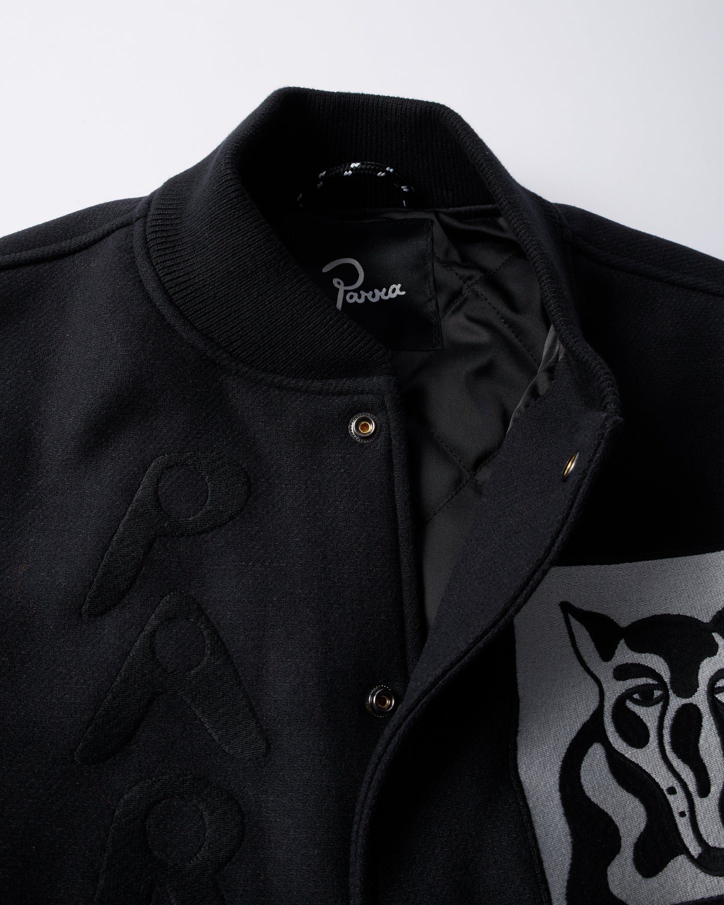 By Parra Dog Faced Varsity Jacket Black
