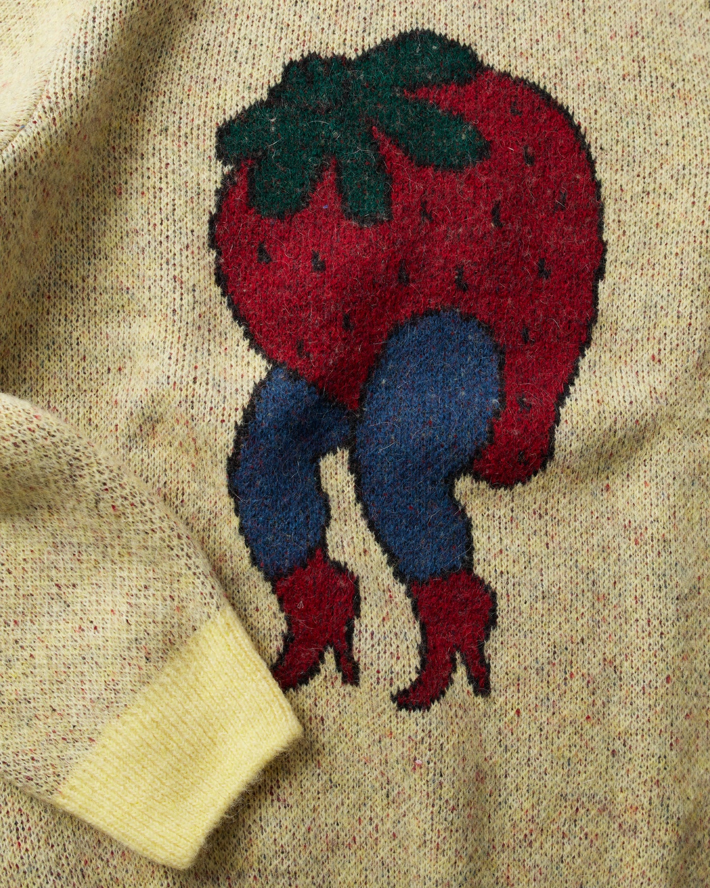 By Parra Stupid Strawberry Knitted Sweater Yellow