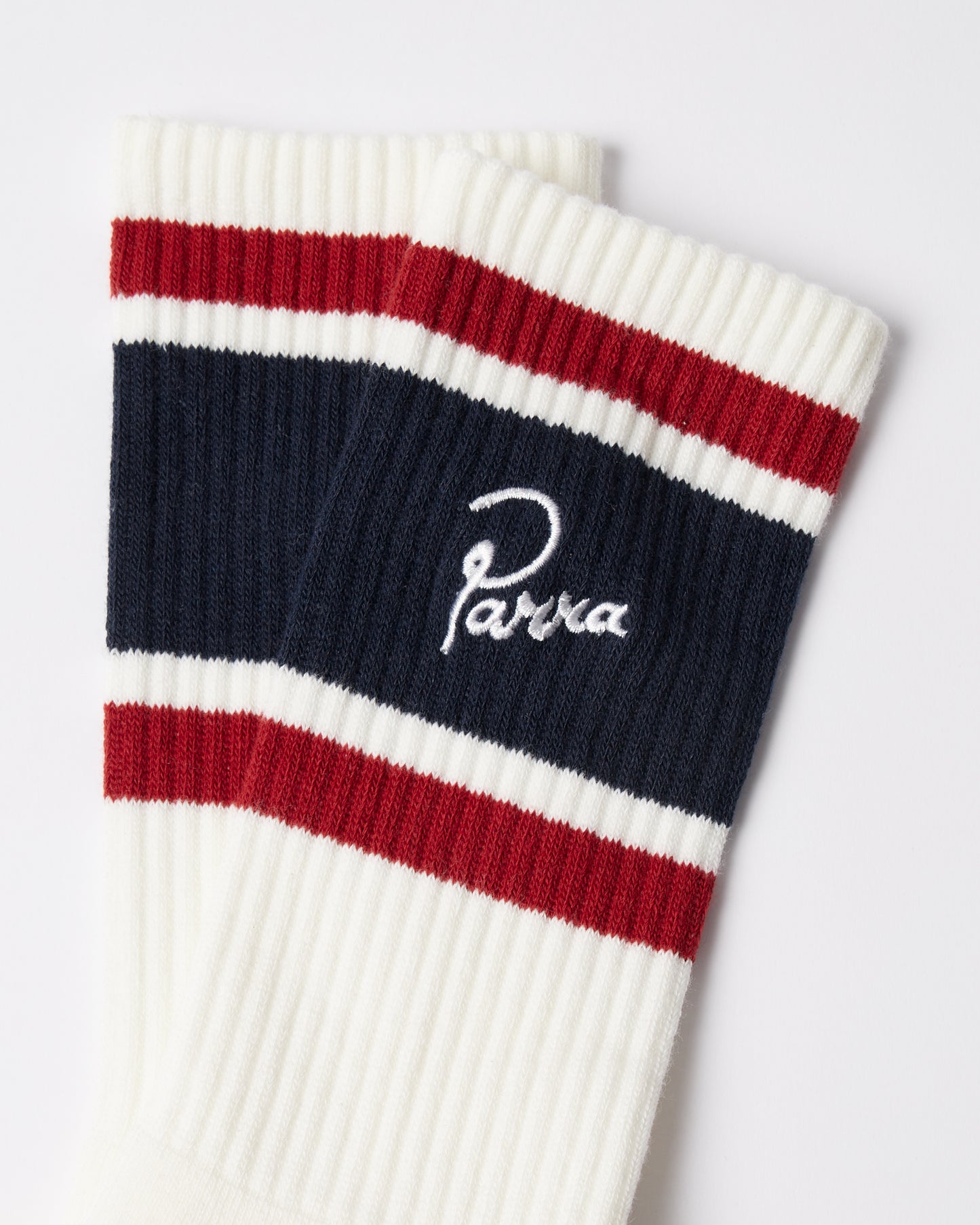 By Parra Signature Striped Crew Socks White