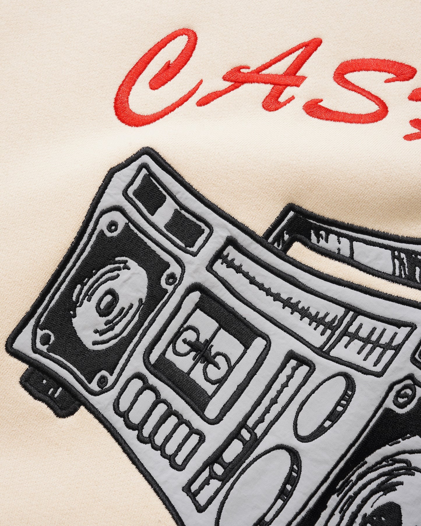 Cash Only Boombox Nylon Applique Crewneck Sweater Cream