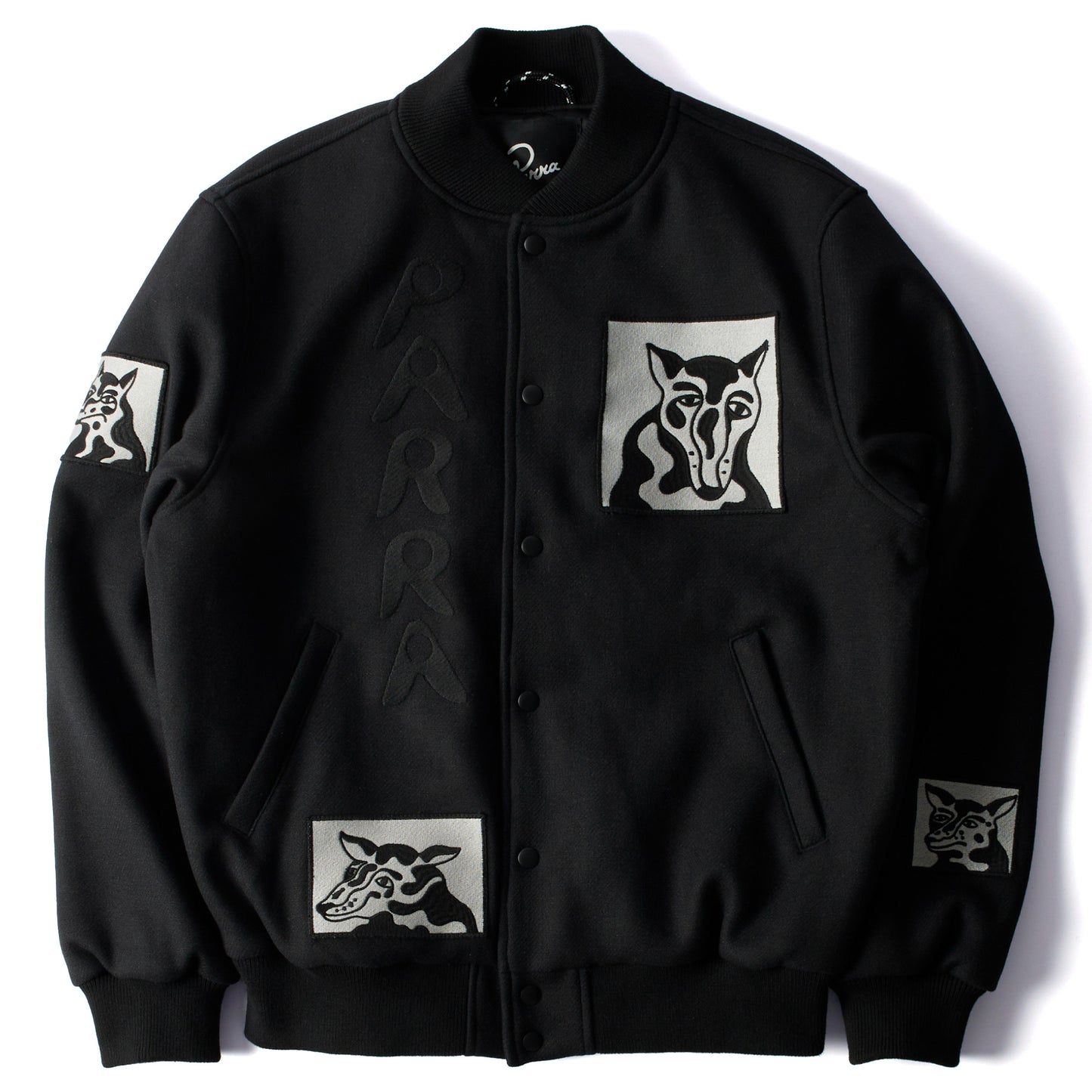 By Parra Dog Faced Varsity Jacket Black