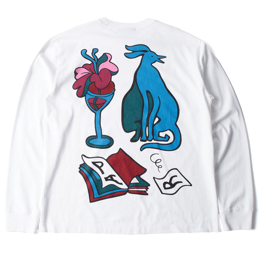 By Parra Wine And Books Longsleeve T-Shirt White