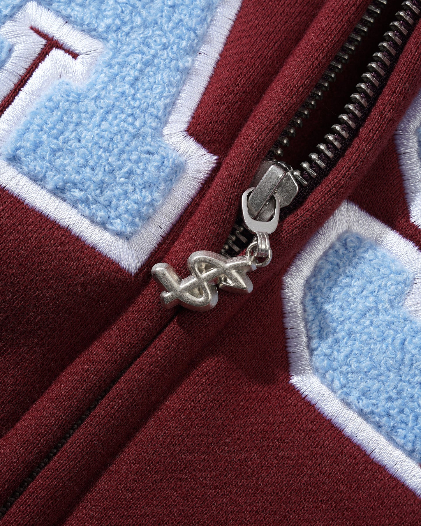 Cash Only Campus Zip-Thru Hooded Sweater Burgundy