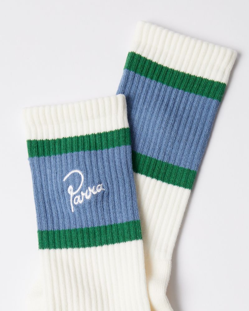 By Parra Signature Striped Crew Socks White