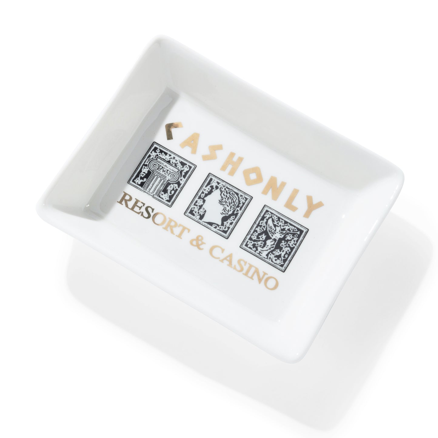 Cash Only High Rollers Ceramic Tray White