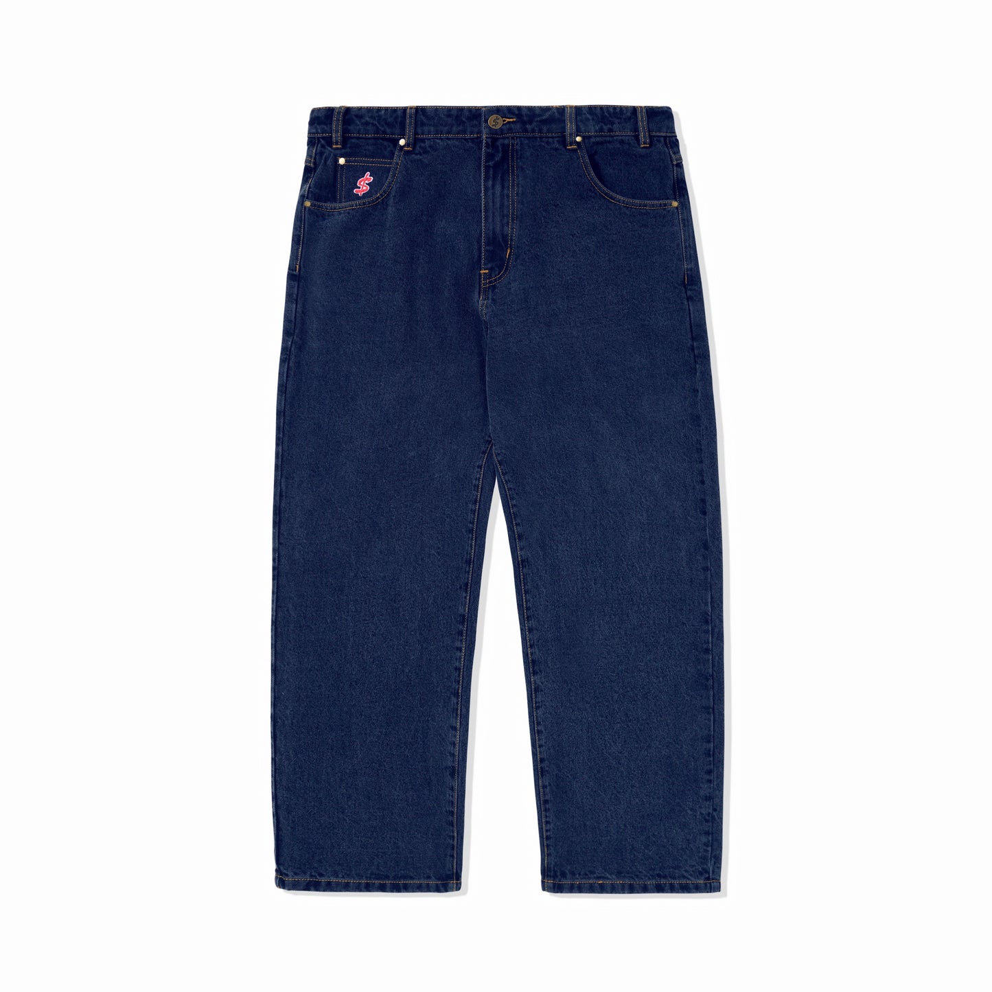 Cash Only Logo Baggy Denim Jeans Raw Indigo