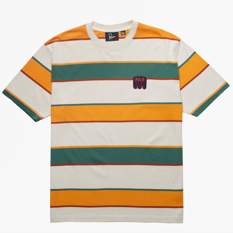 By Parra Fast Food Logo Striped T-Shirt Burnedyellow