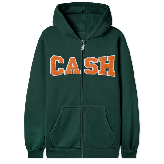 Cash Only Campus Zip-Thru Hooded Sweater Forest