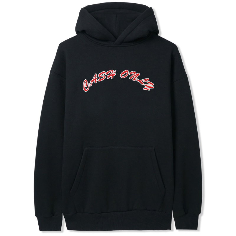 Cash Only Felt Applique Logo Hooded Sweater Black