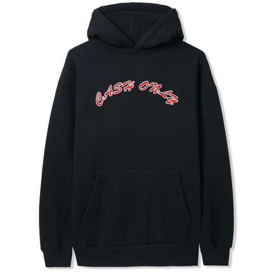 Cash Only Felt Applique Logo Hooded Sweater Black