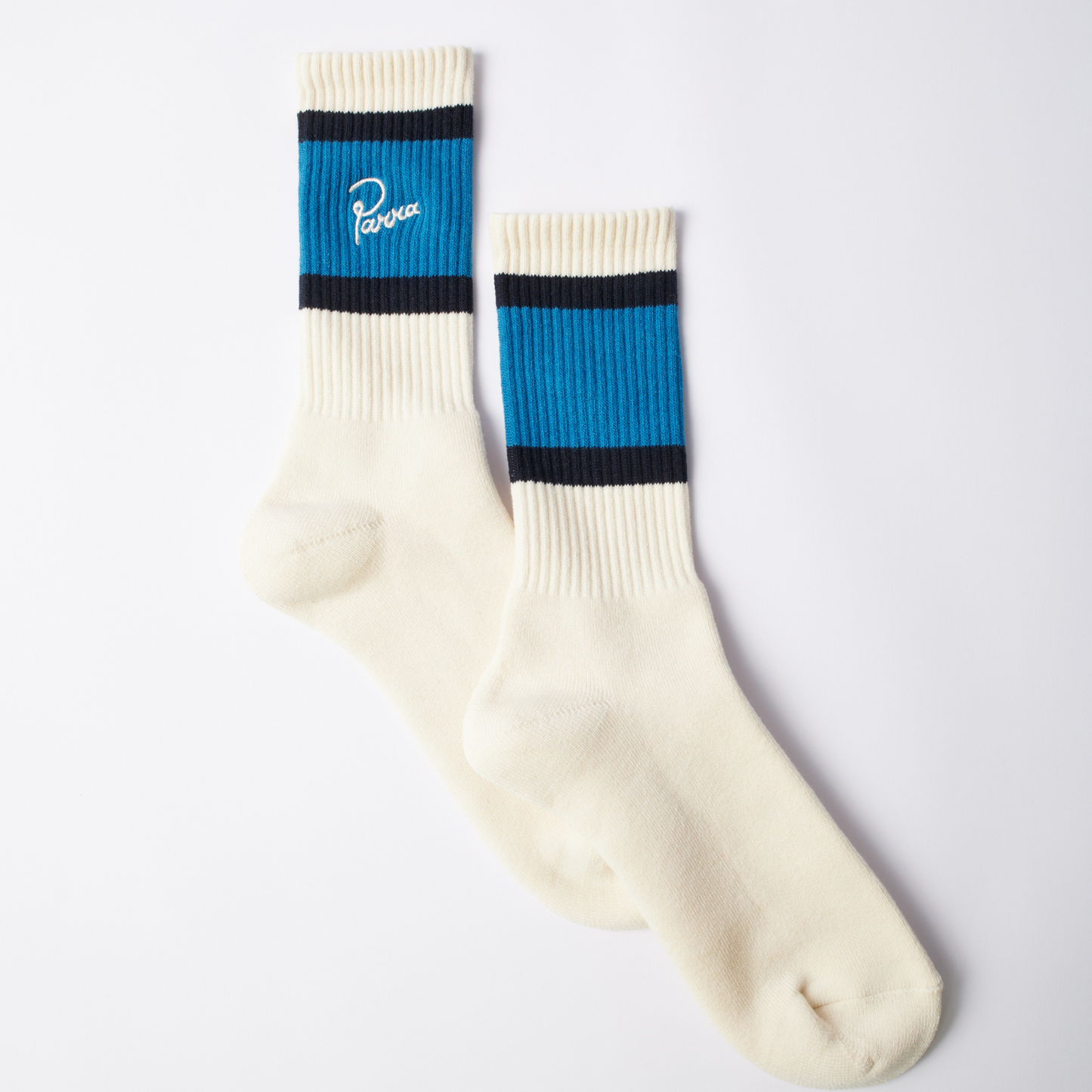 By Parra Script Logo Crew Socks Off White