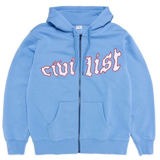 Civilist Exotique Zip Hooded Sweater Medium Blue