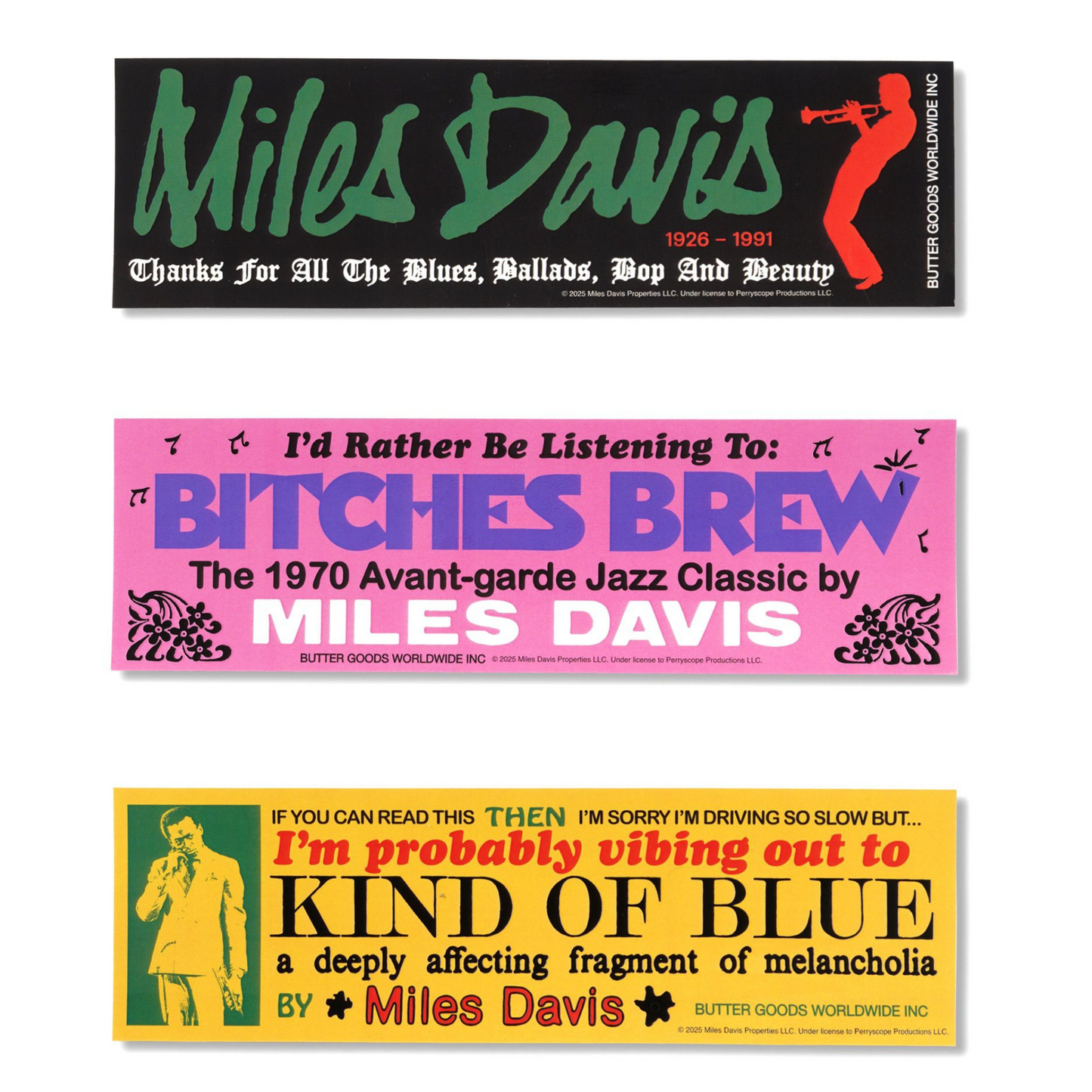 Butter Goods x Miles Davis Miles Bumper Sticker Pack Multi