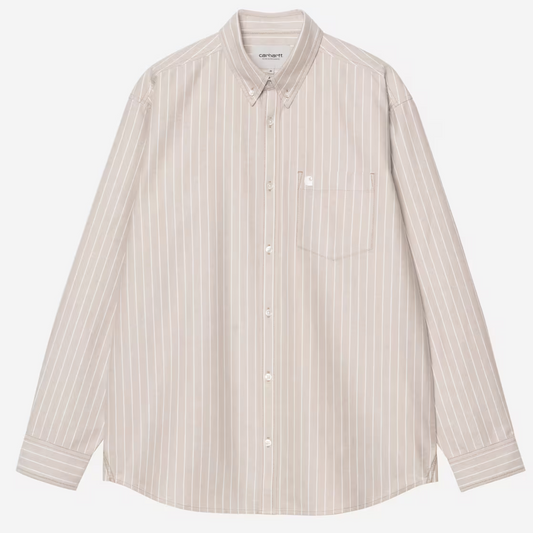 Carhartt WIP Longsleeve Cassel Shirt Cassel Stripe, Peanut/White