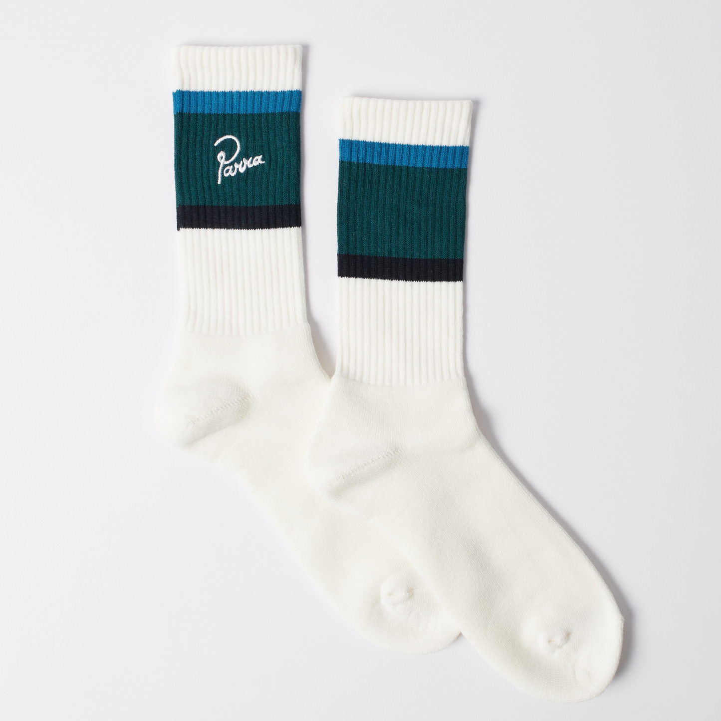 Parra Signature Striped Crew Socks Mallard Green