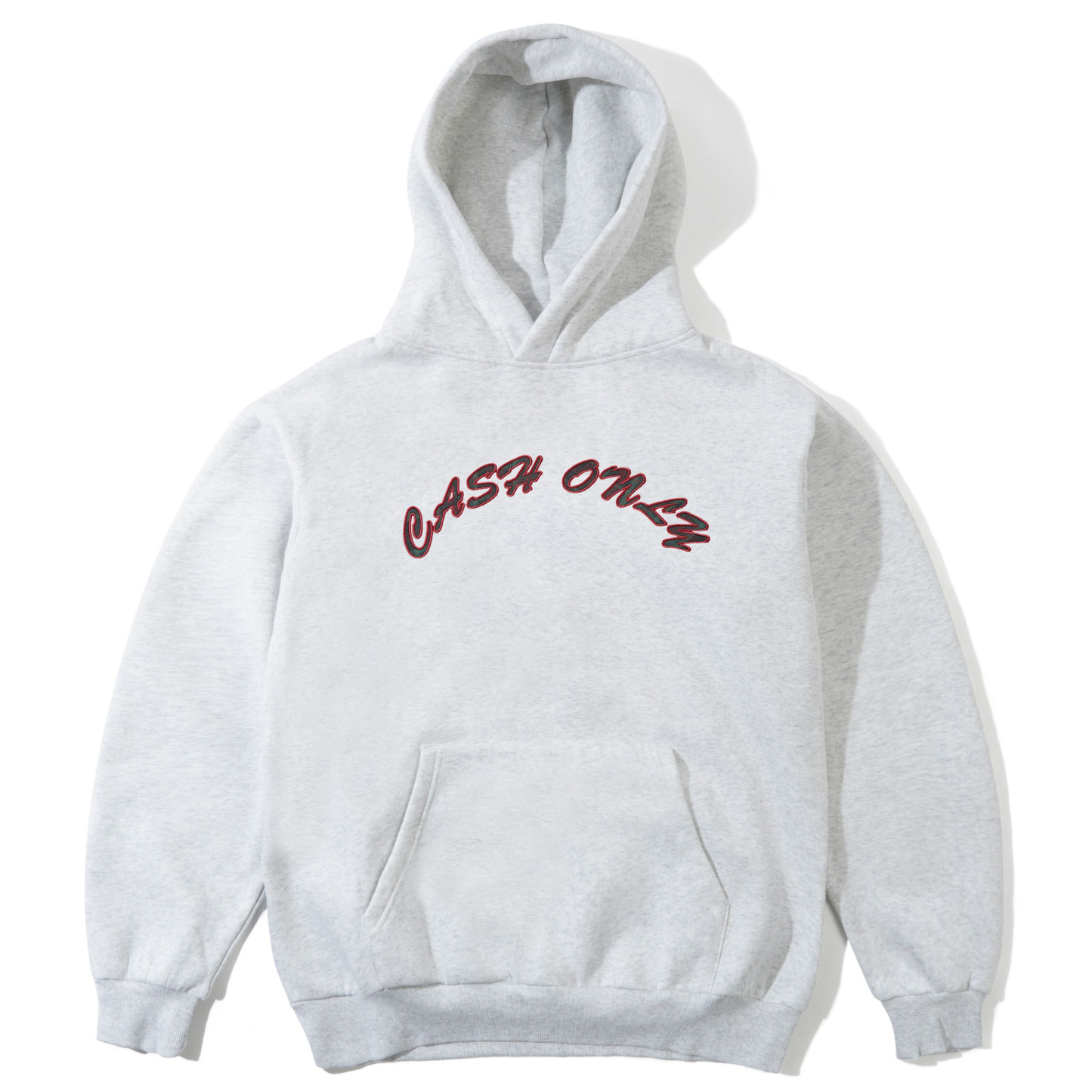 Cash Only Plaid Applique Logo Pullover Hooded Sweater Ash