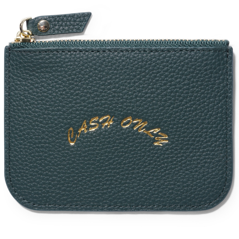 Cash Only Leather Zip Wallet Emerald