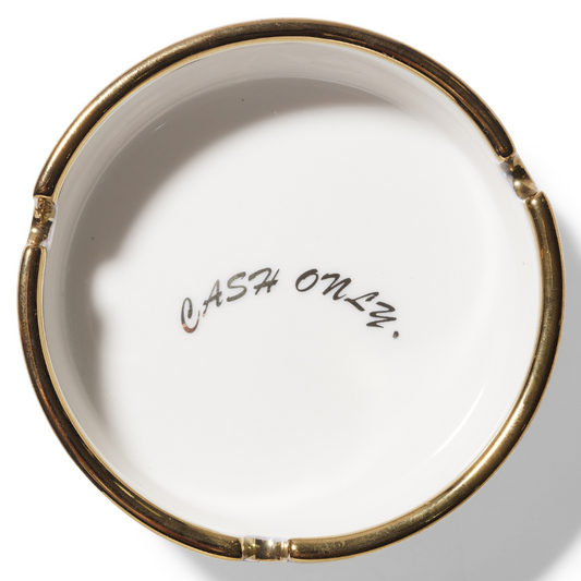 Cash Only Executive Ash Tray White/Gold