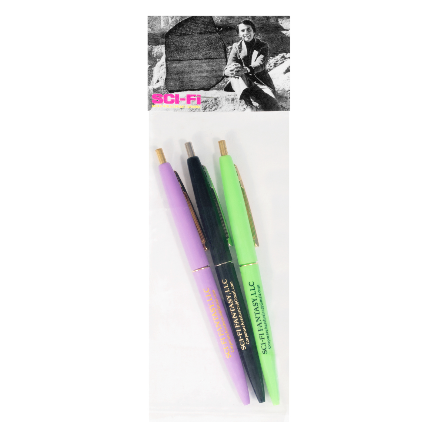 Sci-Fi Click 3 Pack Pens Purple/Green/Black