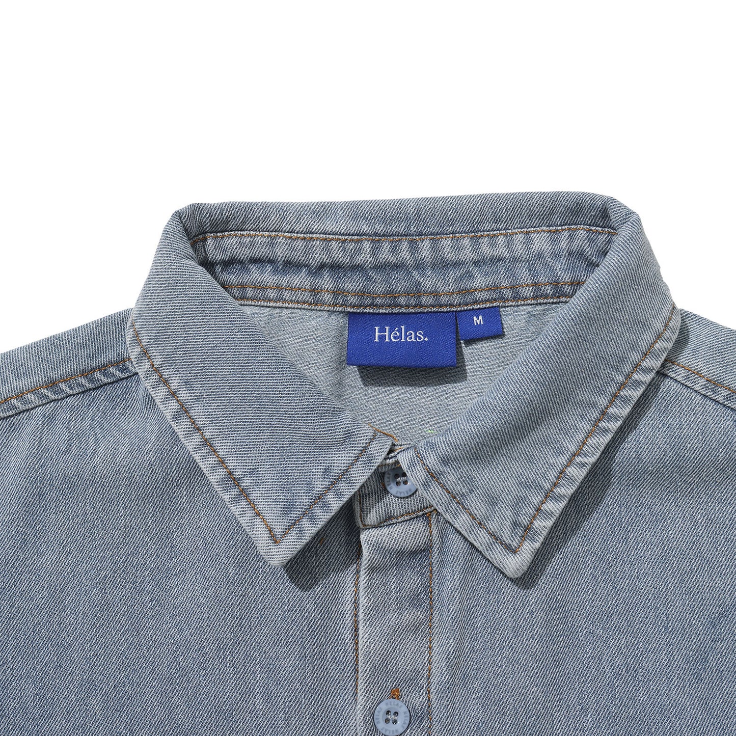 Helas Bad Washed Denim Shirt Light Blue