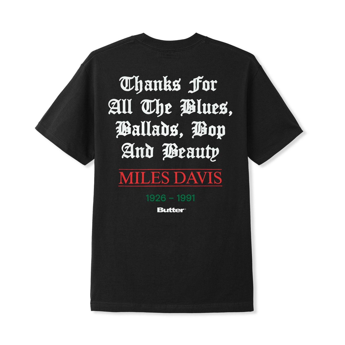 Butter Goods x Miles Davis Thanks T-shirt Black