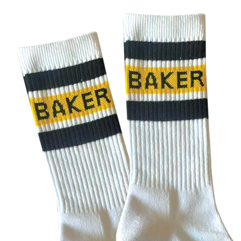 Baker Yellow Stripe Socks White