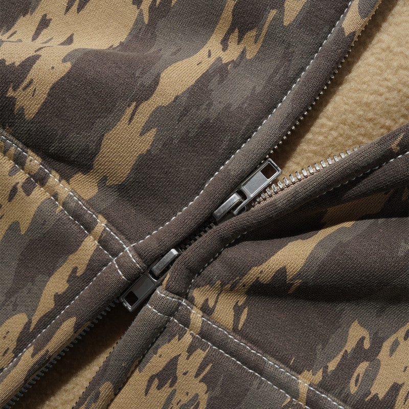 Butter Goods Blotch Zip-Thru Hooded Sweater Washed Camo