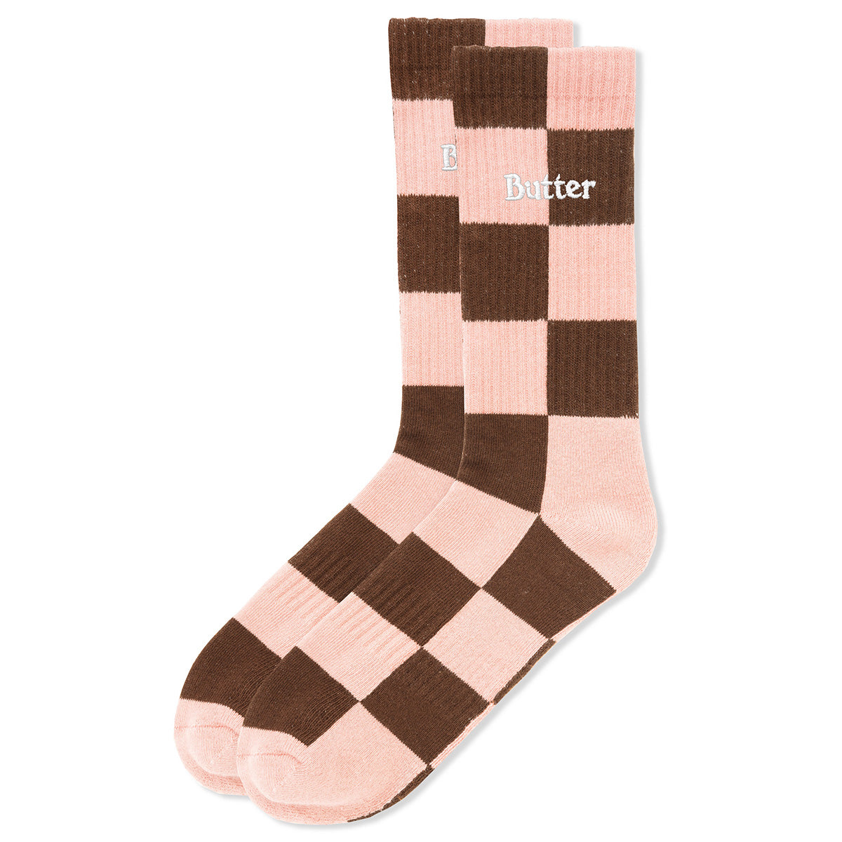 Butter Goods Checkered Socks Brown/Pink