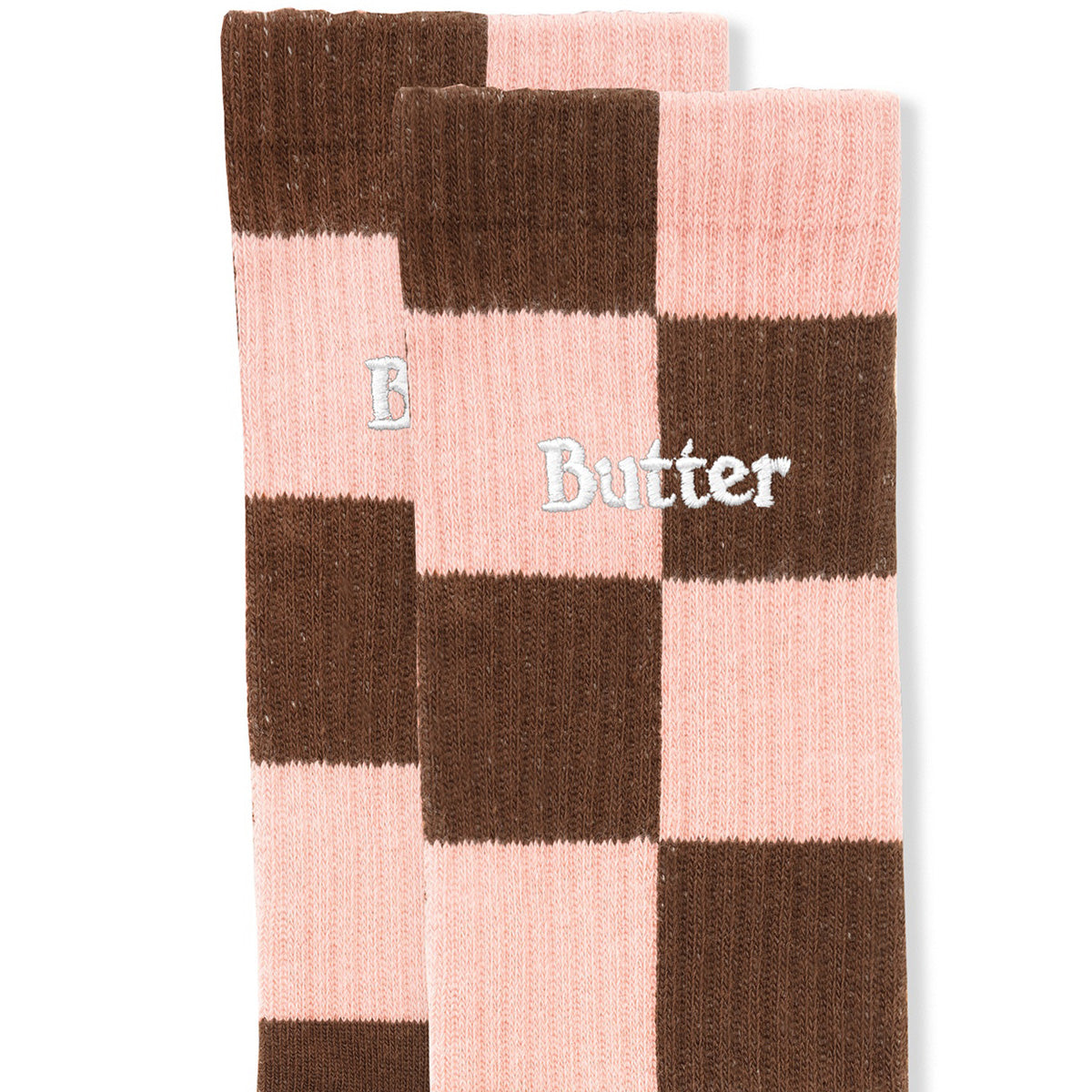 Butter Goods Checkered Socks Brown/Pink
