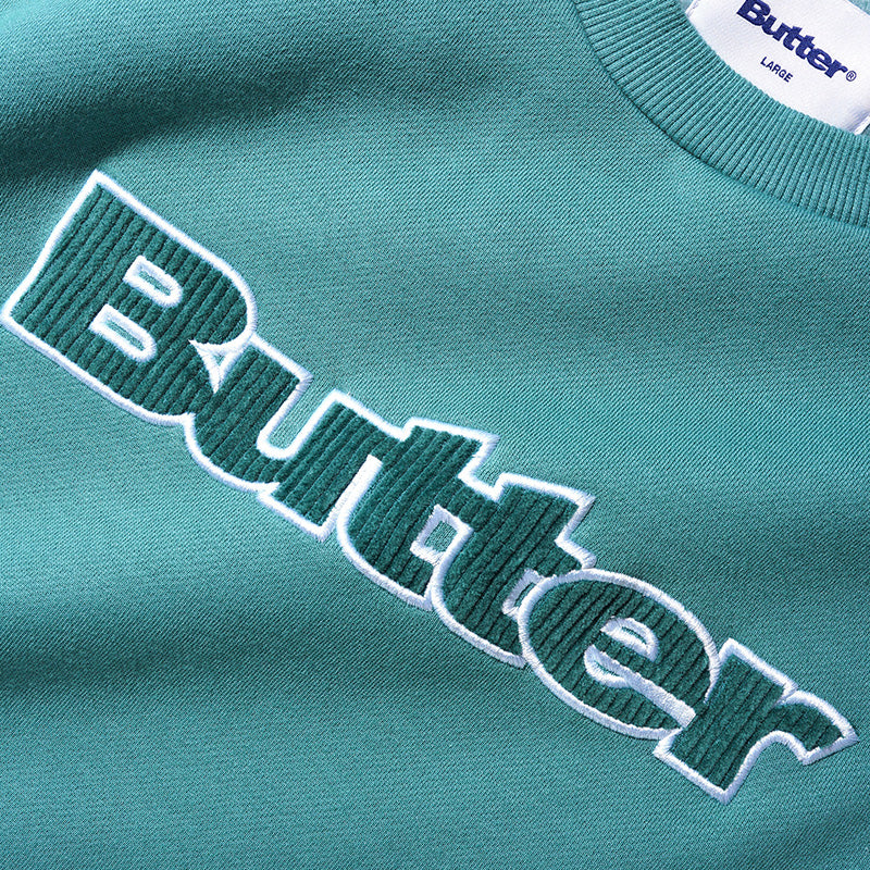 Butter Goods Cord Logo Crewneck Sweater Jungle Wood