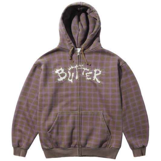 Butter Goods Eruption Zip-Thru Hooded Sweater Plaid