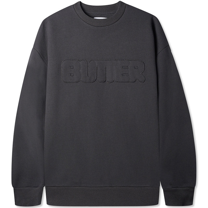Butter Goods Fabric Applique Crewneck Washed Black