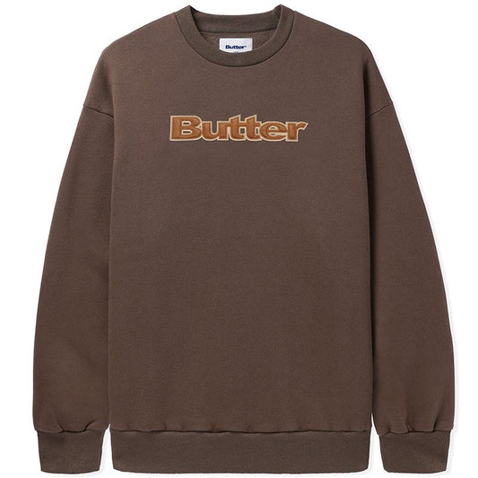 Butter Goods Felt Logo Applique Crewneck Sweater Chocolate