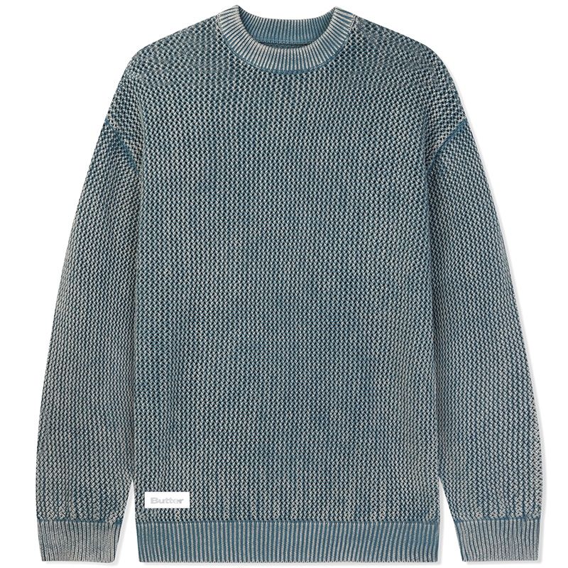 Butter Goods Washed Knitted Crewneck Sweater Washed Navy