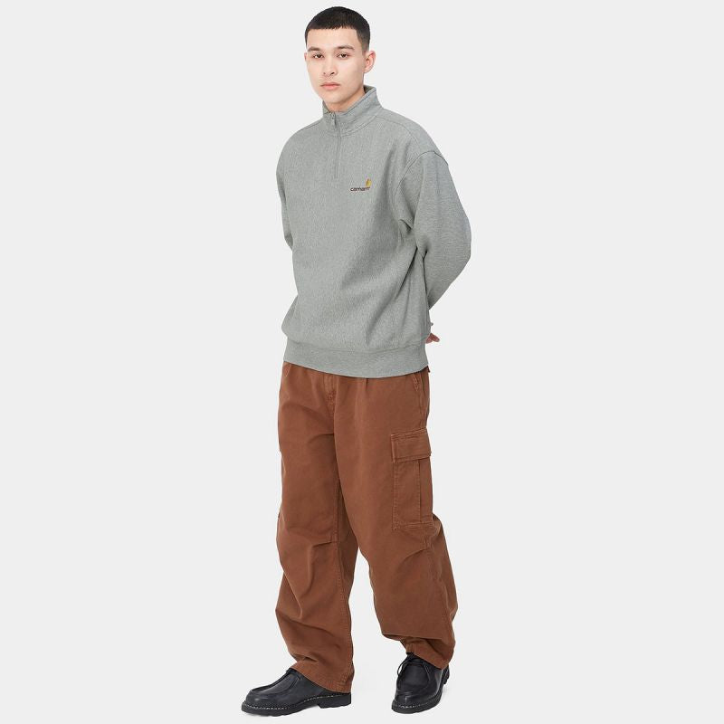 Carhartt WIP Half Zip American Script Sweater Grey Heather