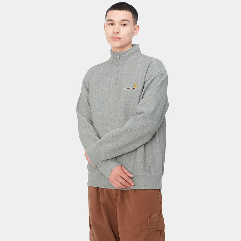 Carhartt WIP Half Zip American Script Sweater Grey Heather