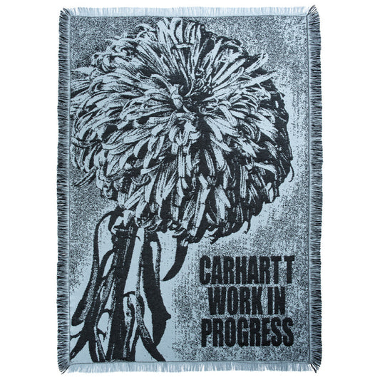 Carhartt WIP Chrysanthemum Woven Blanket Misty Sky/Black