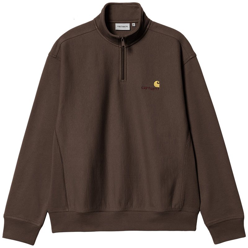 Carhartt WIP Half Zip American Script Sweater Tobacco
