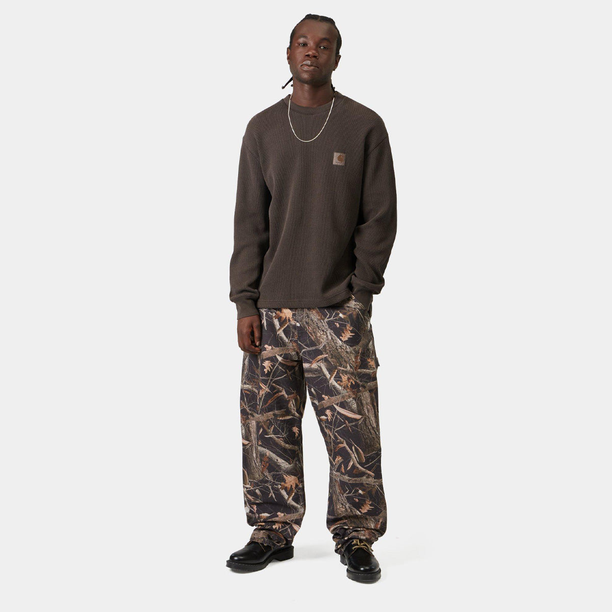 Carhartt WIP Vista Waffle Longsleeve T-Shirt Tobacco Garment Dyed