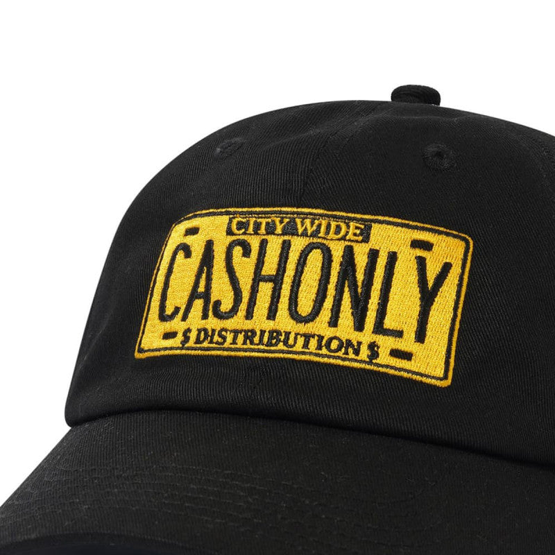 Cash Only License Plate 6 Panel Cap Black