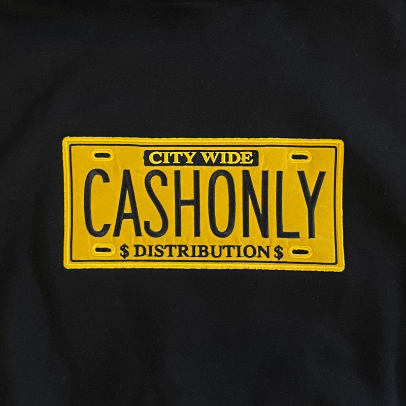 Cash Only License Plate Hooded Sweater Black