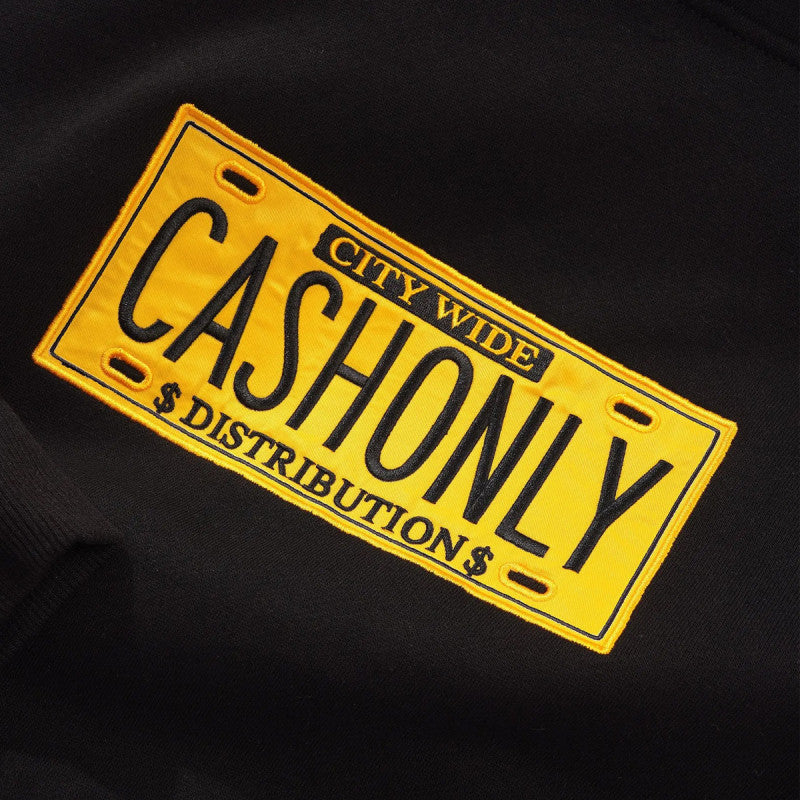 Cash Only License Plate Hooded Sweater Black