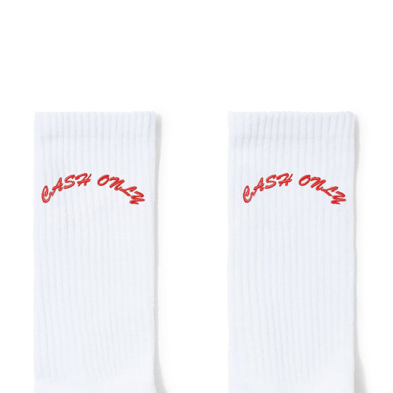 Cash Only Logo Crew Socks White