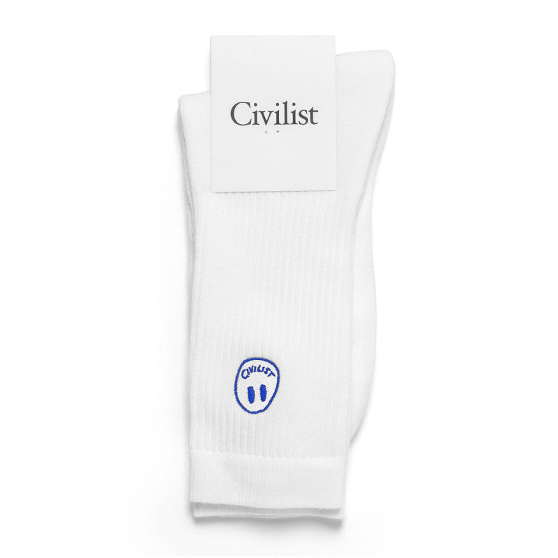 Civilist Mono Smiler Socks White/Royal