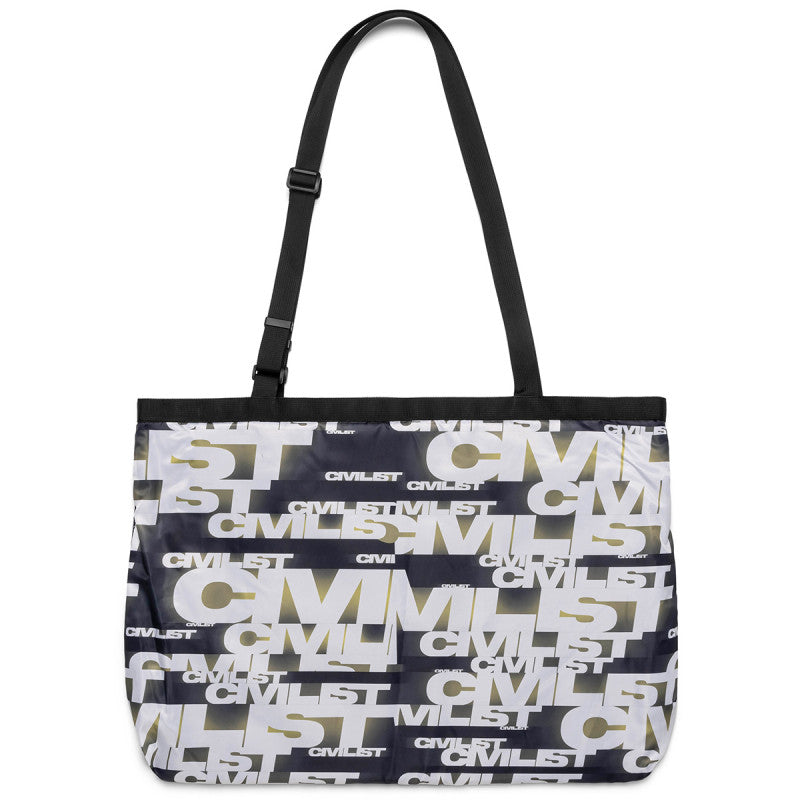 Civilist Printed Mesh Tote Bag Charcoal/Yellow