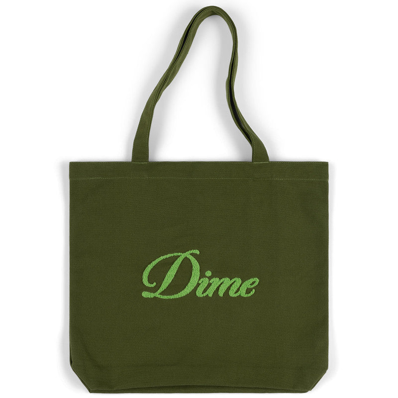 Dime Cursive Chenille Tote Bag Grass